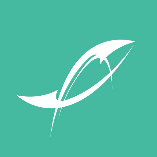 Heatherfish logo on a teal green background.