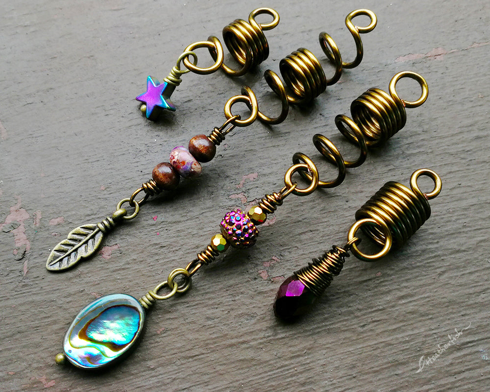 Set of 4 dread beads in a row