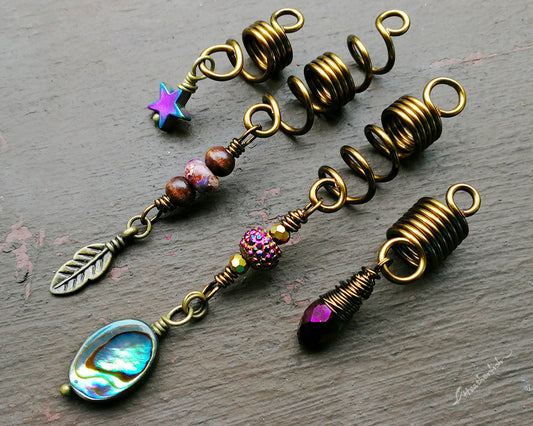 Set of 4 dread beads in a row