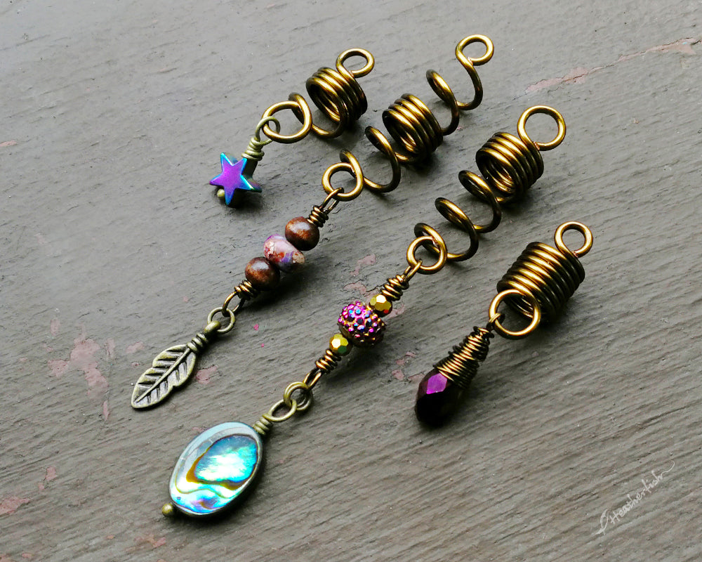 Set of 4 dread beads in a row