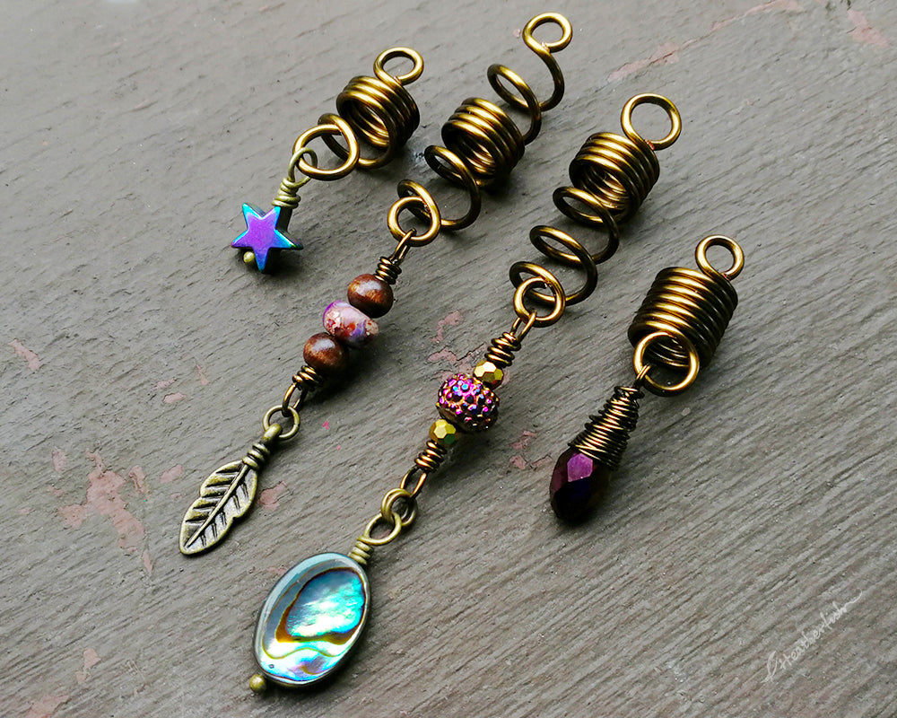 Set of 4 dread beads in a row