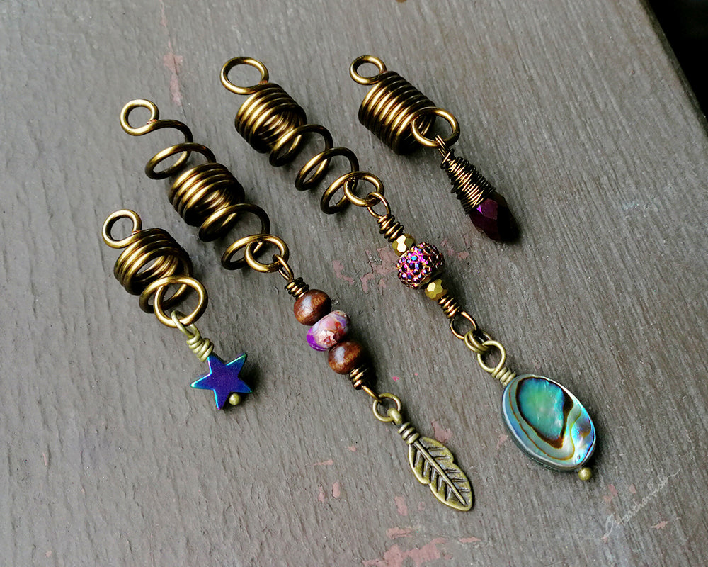 Set of 4 dread beads in a row