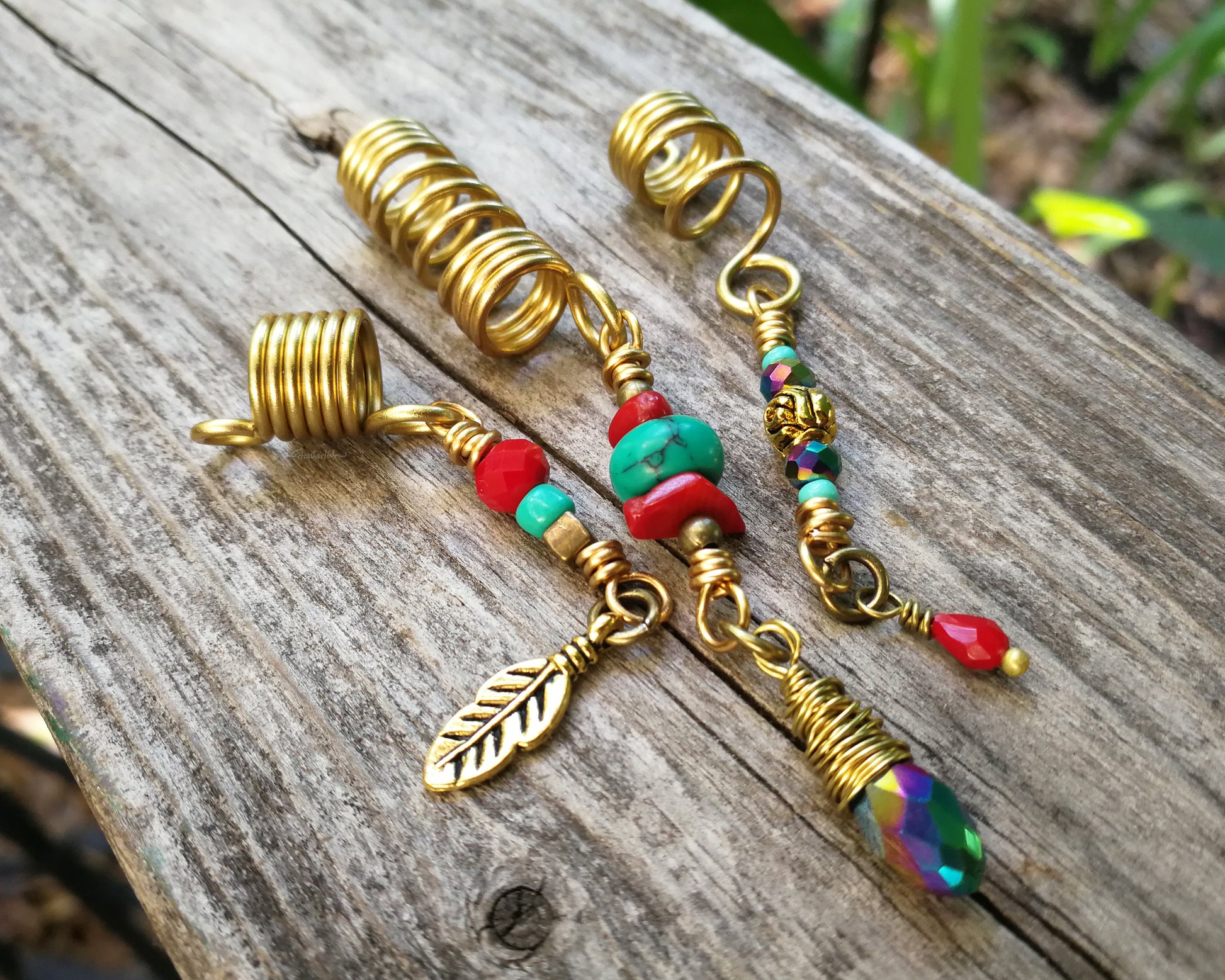 A top view of Fun, Funky Dread Beads Set of 3.