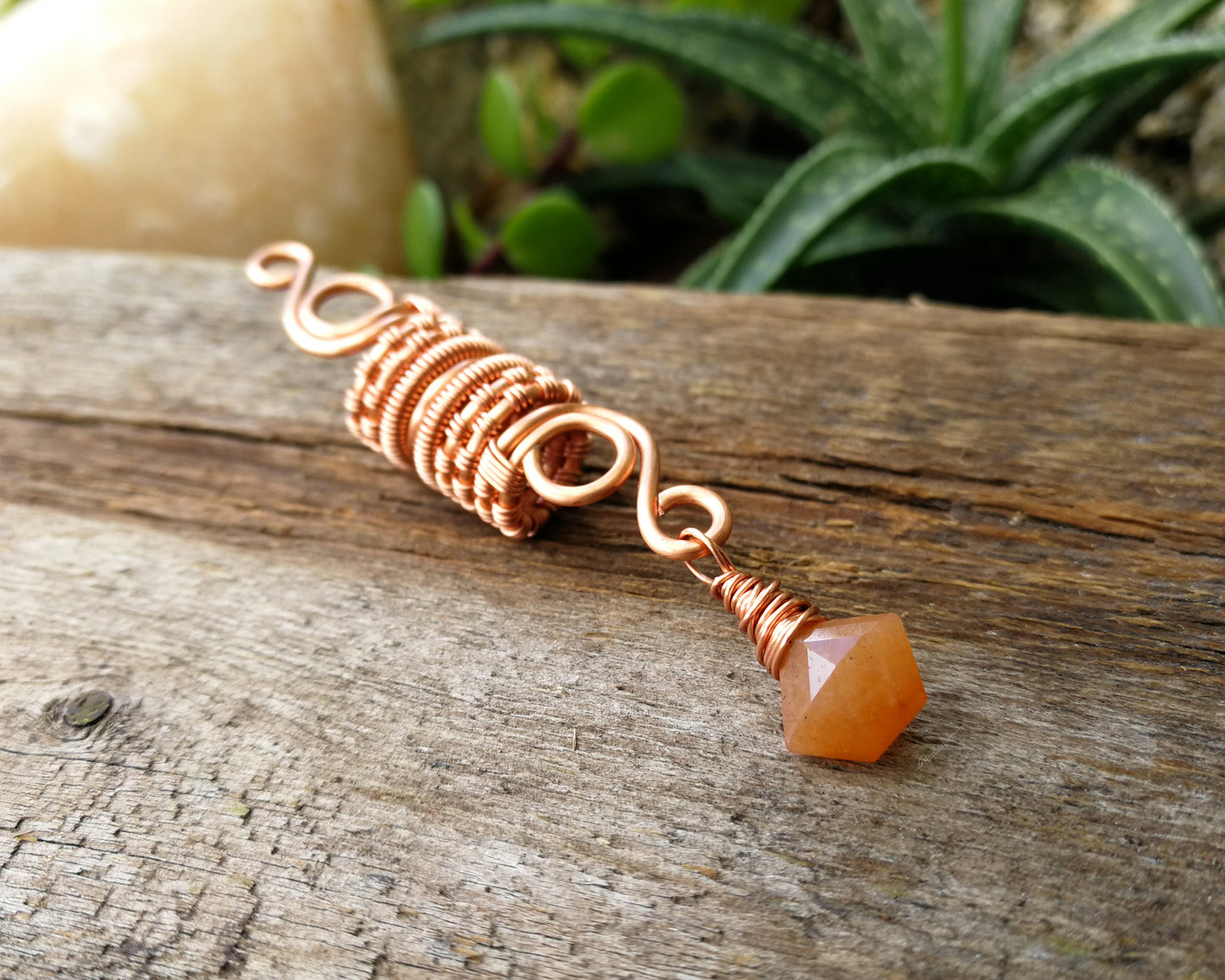 Orange Aventurine, Copper Loc Bead