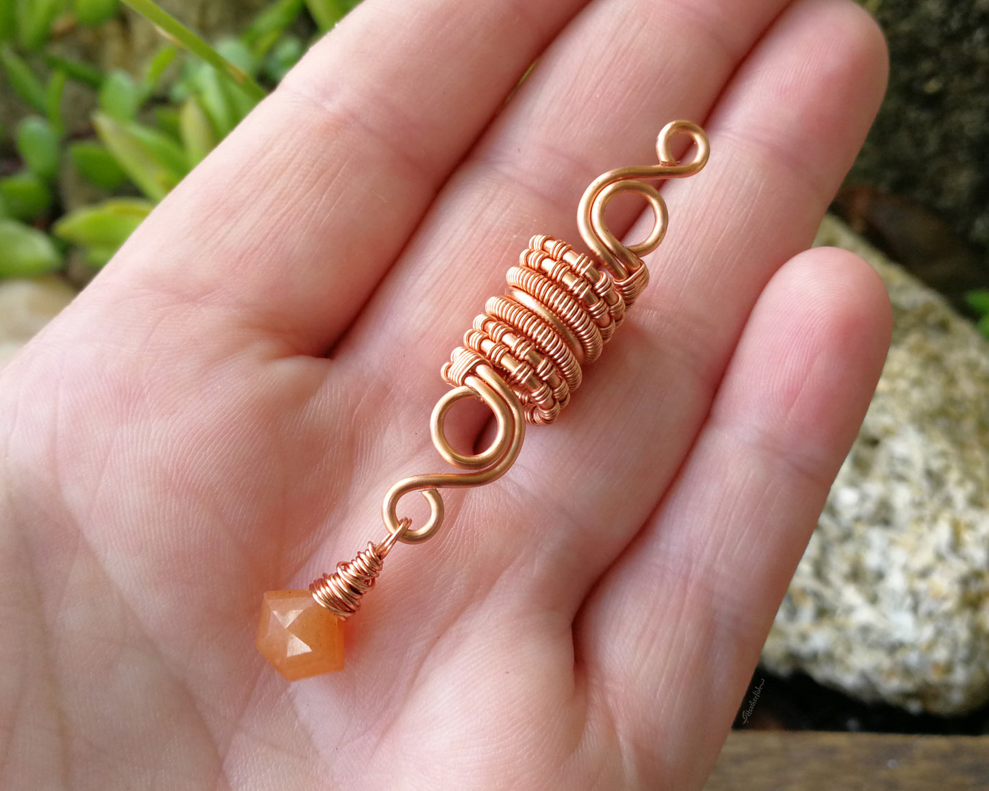 Orange Aventurine, Copper Loc Bead