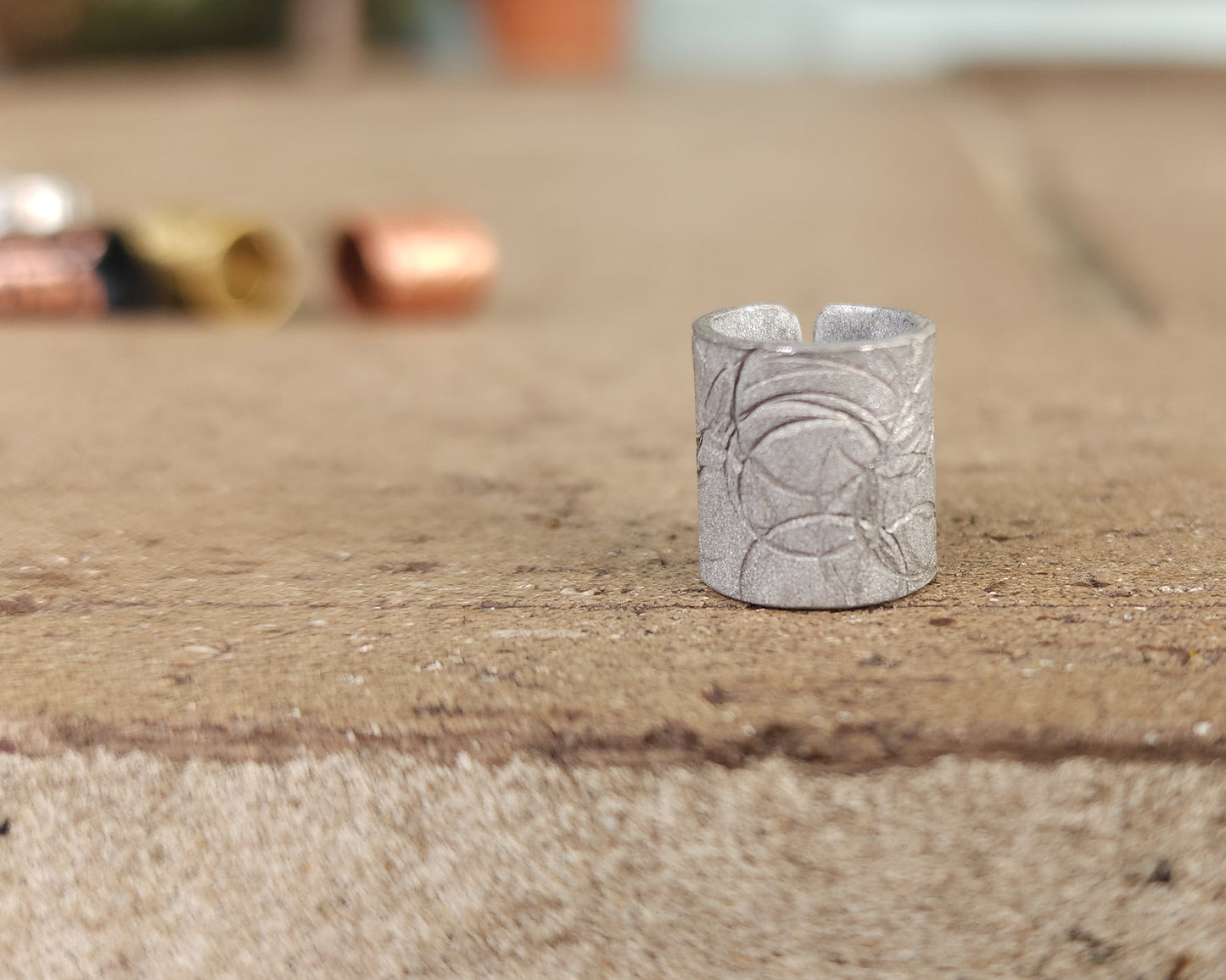 Oxidized Aluminum Textured Hair Cuff Option.