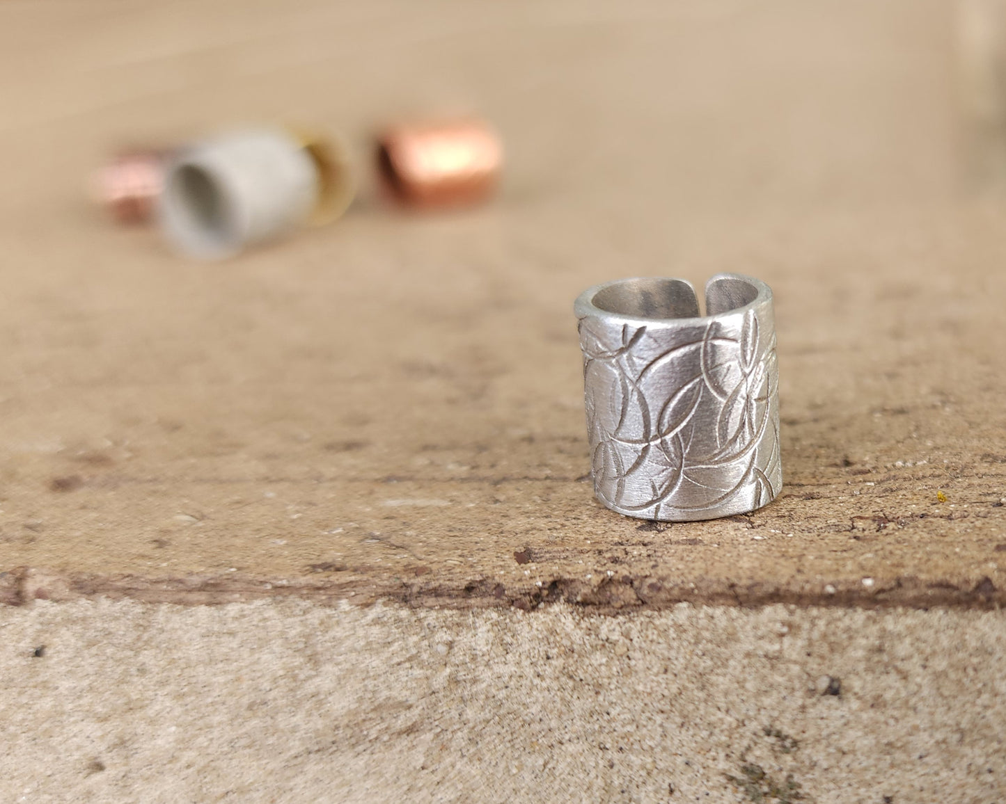 Polished Aluminum Textured Hair Cuff Option.