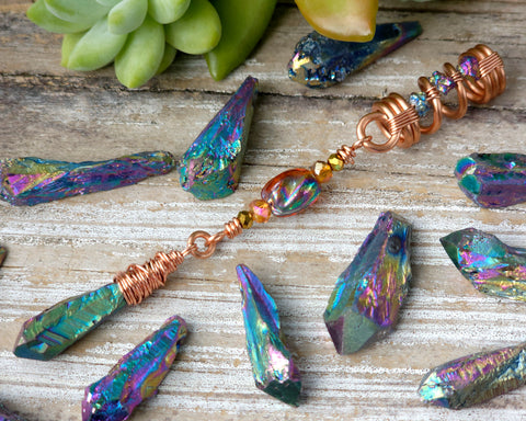 Rainbow Titanium Quartz Hair Jewelry