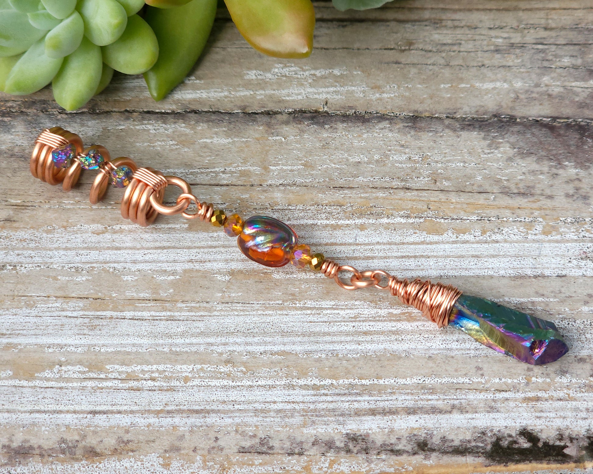 Rainbow Titanium Quartz Hair Jewelry