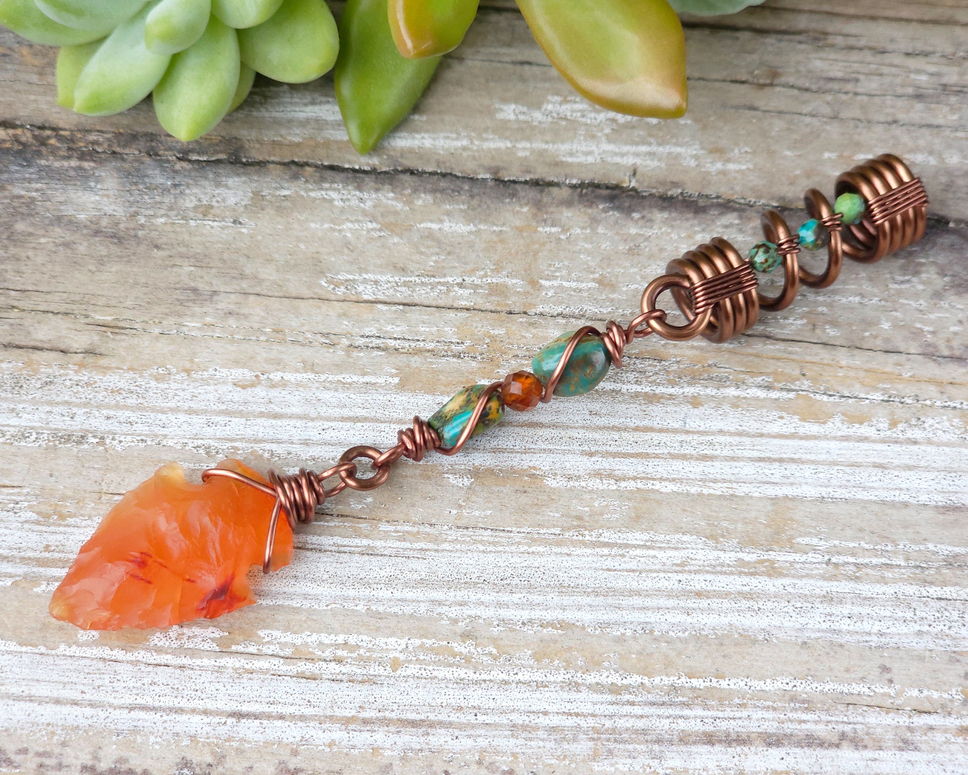 Carnelian Arrowhead Hair Bead