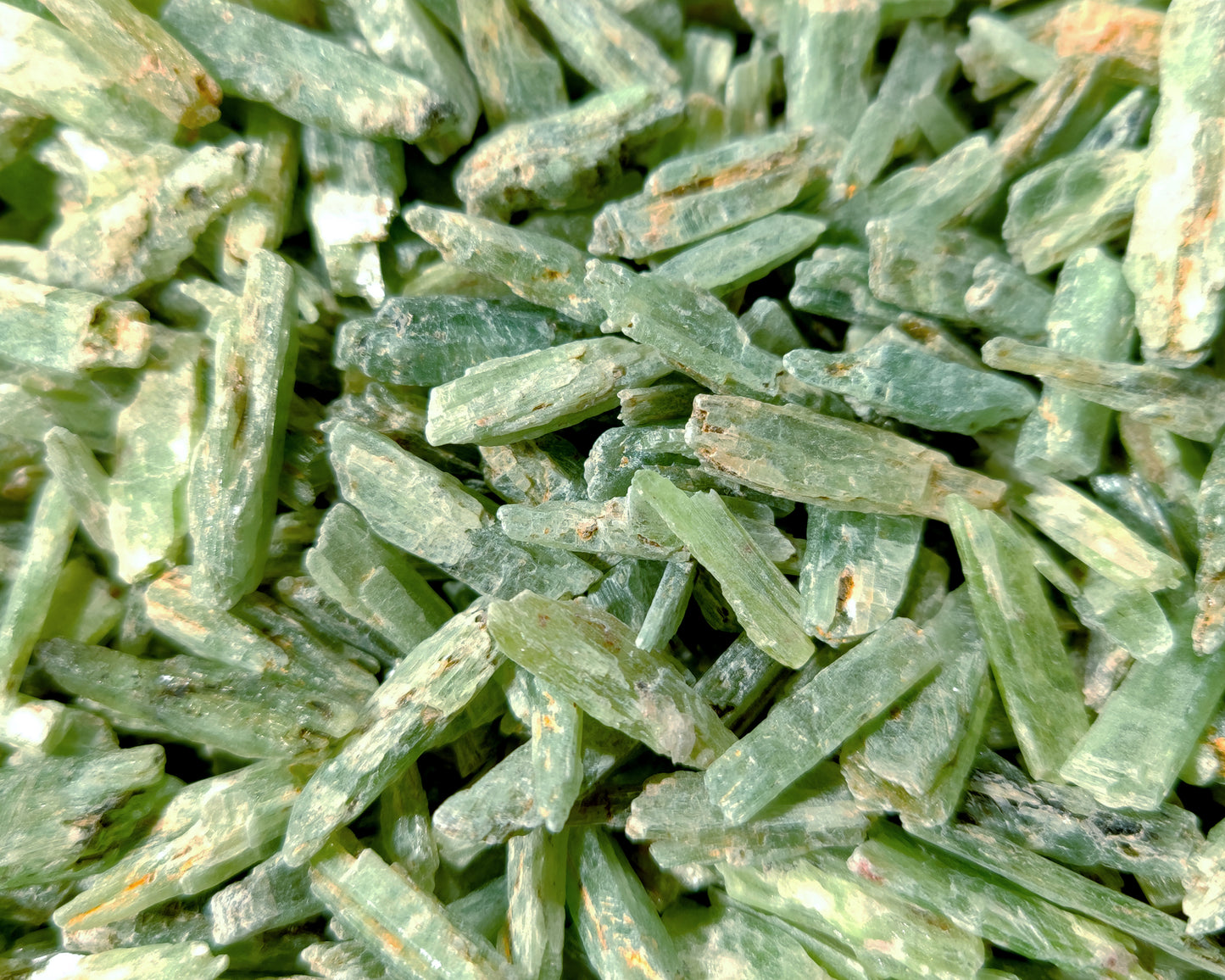 Pile of green kyanite.