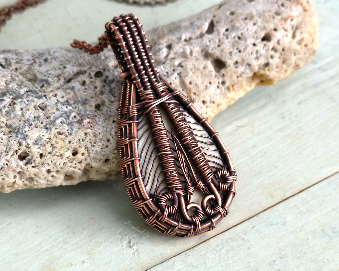 Tree of Life Pendant, Copper, Abalone
