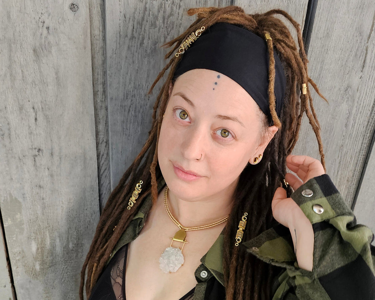 Gold Hair Jewelry, Woven Brass