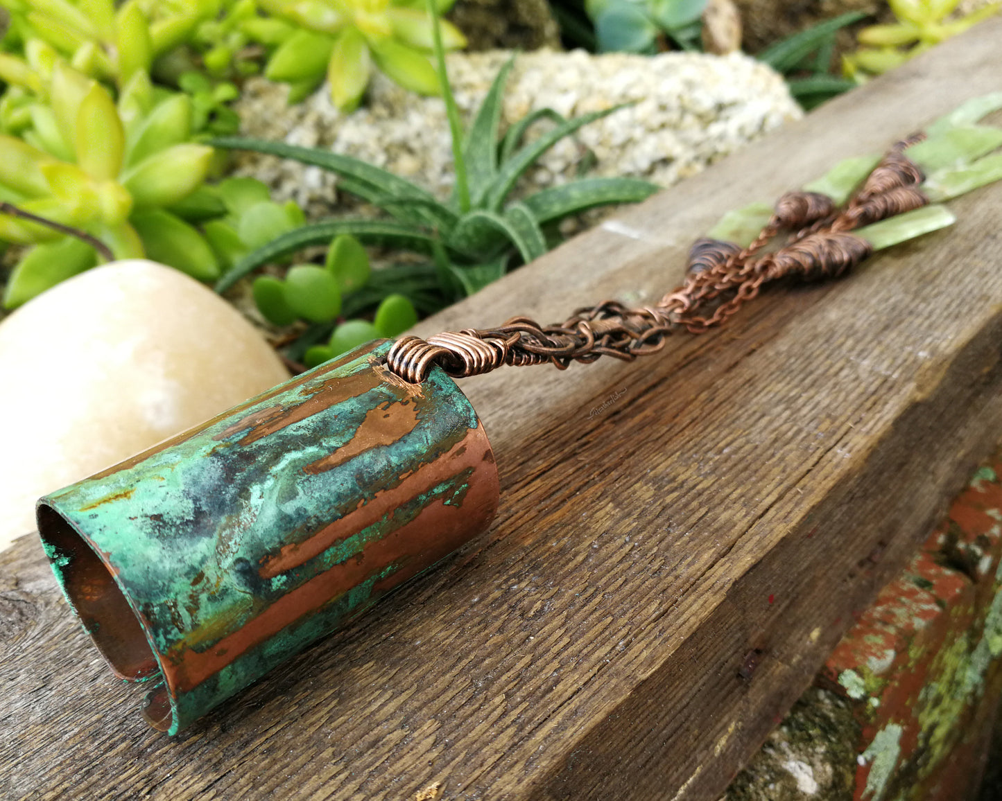 Green Patina, Kyanite, Large Hair Cuff