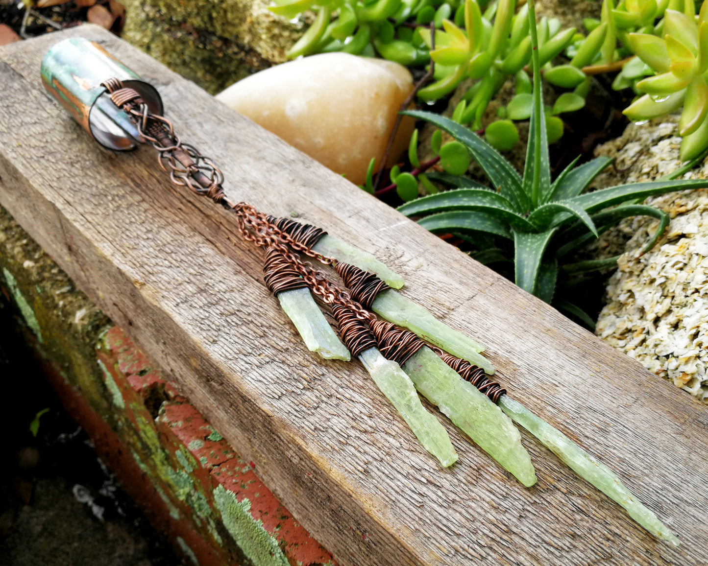 Green Patina, Kyanite, Large Hair Cuff