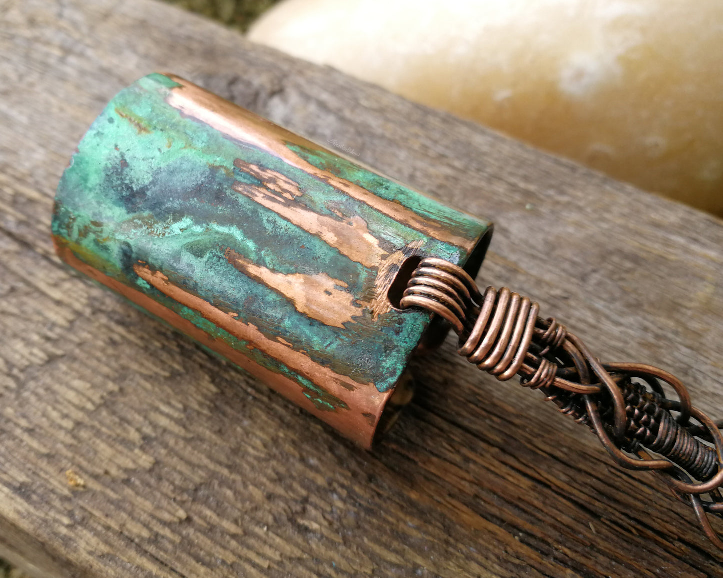 Green Patina, Kyanite, Large Hair Cuff