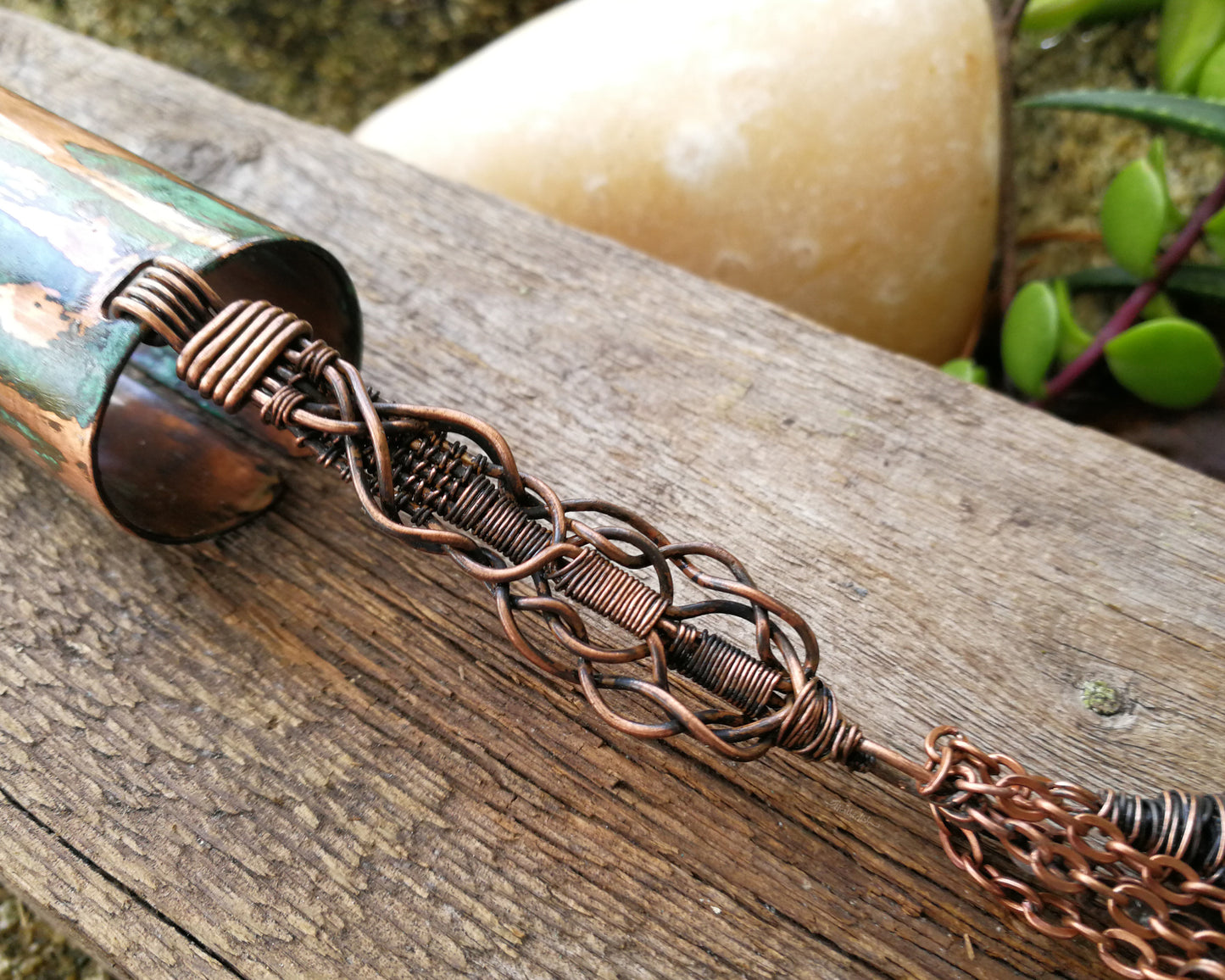 Green Patina, Kyanite, Large Hair Cuff