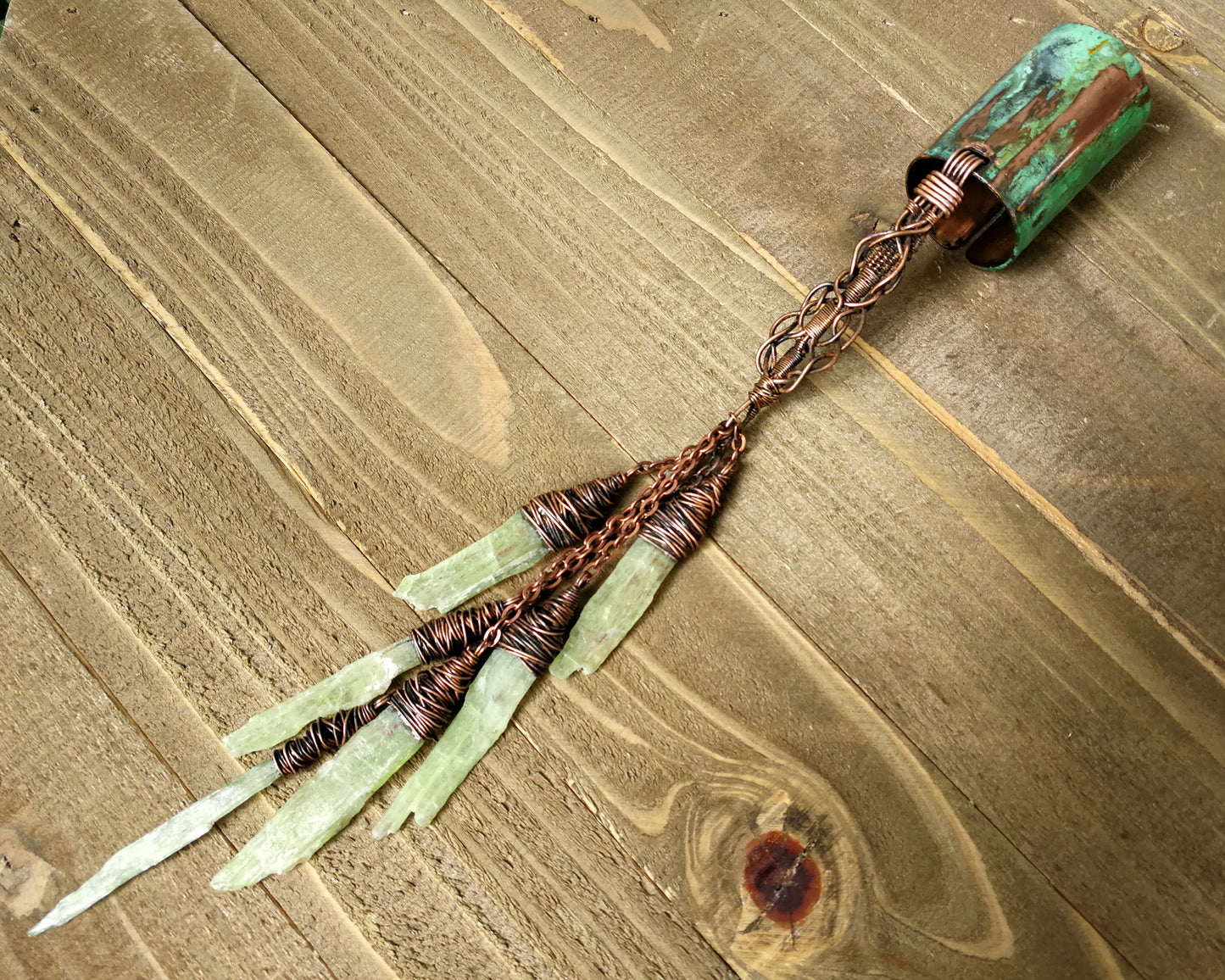 Green Patina, Kyanite, Large Hair Cuff