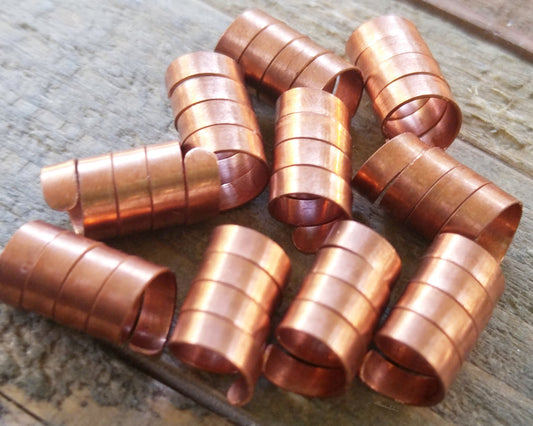 A top view of Copper Dread Beads set of 10