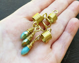 Light Blue, Gold Loc Beads, Set of 3 in hand to show scale.