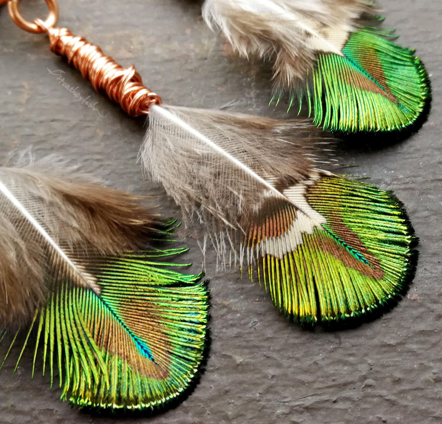 Peacock Feather Loc Beads, Set of 3