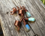 A top view of Labradorite Dread Beads Set of 3.