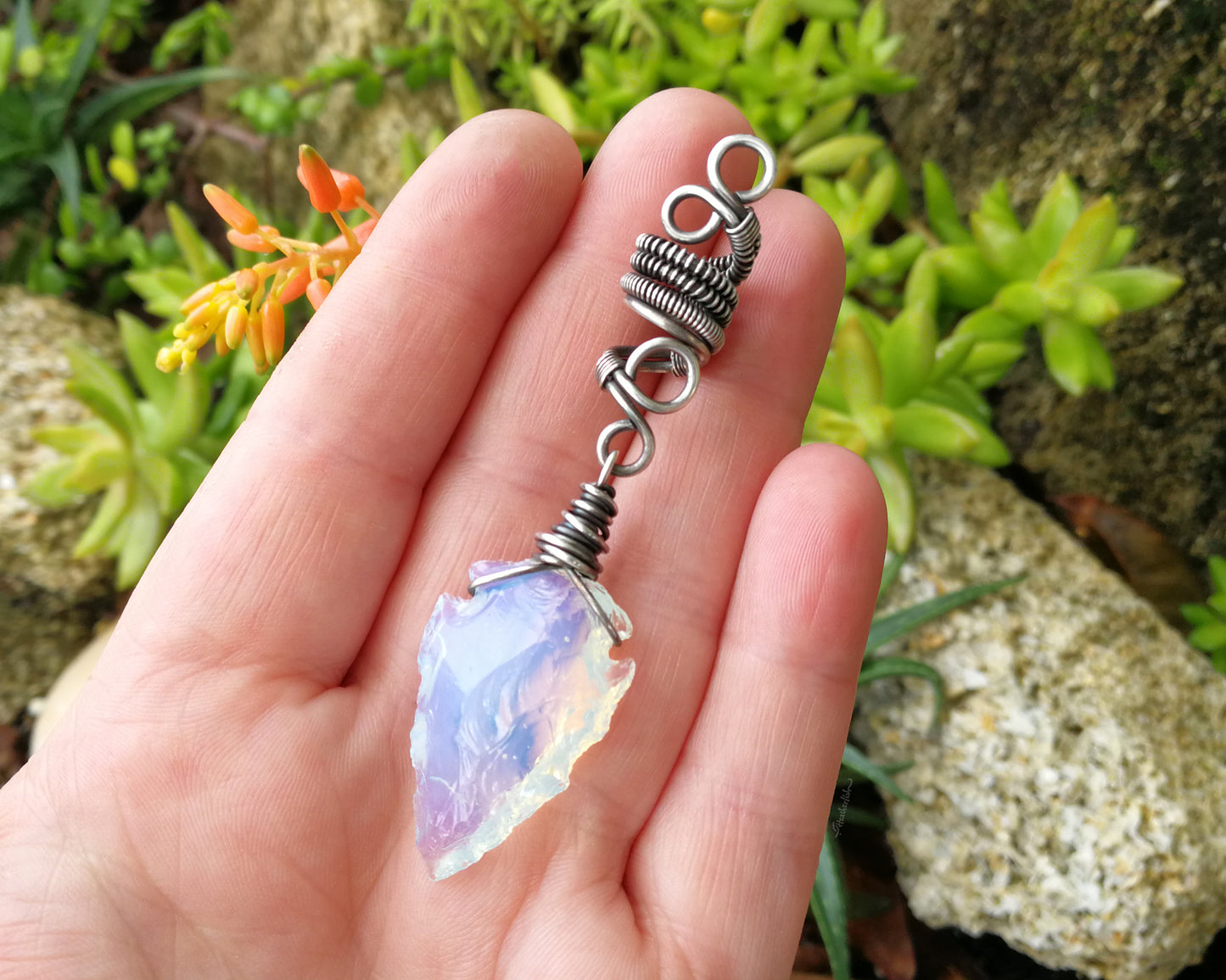Silver Opalite Arrowhead Dread Bead