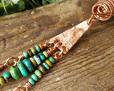 Close up of the textured copper element on the log bohemian loc bead.