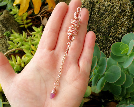 Raw Ruby Loc Bead, Rose Gold
