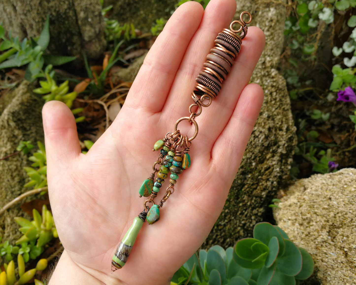 Spike Glass Drop Dread Bead, Turquoise