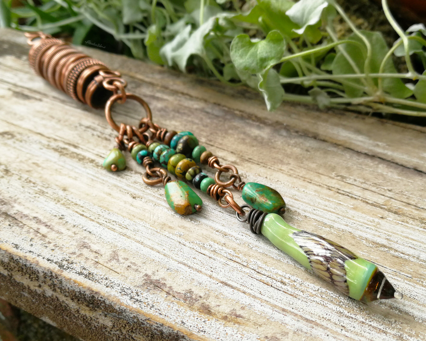 Spike Glass Drop Dread Bead, Turquoise
