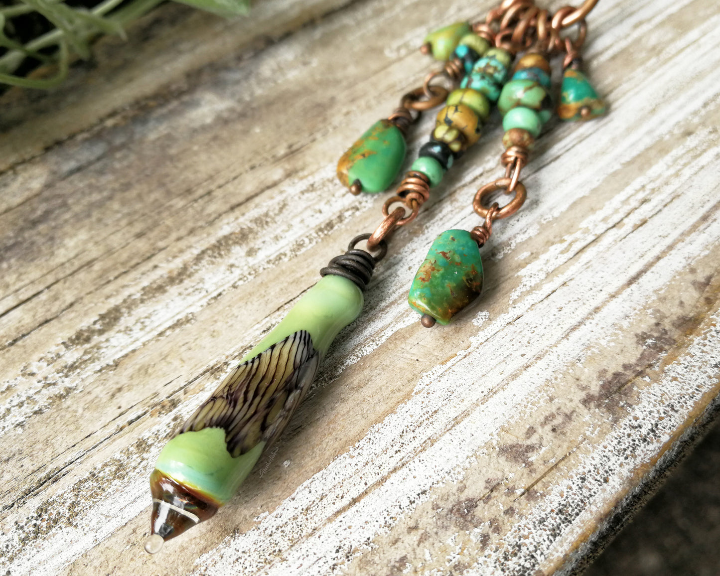 Spike Glass Drop Dread Bead, Turquoise