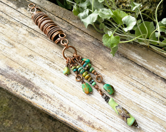 Spike Glass Drop Dread Bead, Turquoise