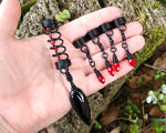 Black Onyx, Red Glass Loc Beads, Set of 5