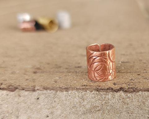 Polished Copper Textured Hair Cuff Option.