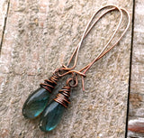 Blue Labradorite Earrings, Oxidized Copper