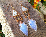 80s Inspired Handcrafted Artisan Earrings on a wood background.