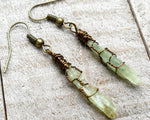A close up view of a Pair of Kyanite Earrings.