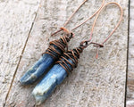 A top view pair of Blue Kyanite Earrings