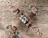 A top view of Copper Turquoise Dread Beads Set of 3.